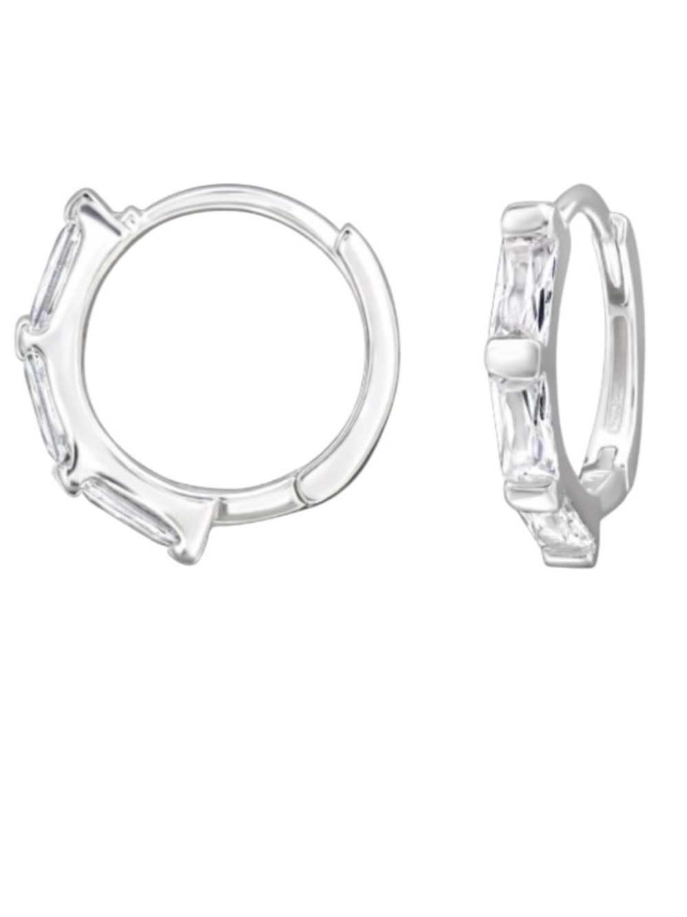 Sterling Silver Texture Geometric Huggie Hoops